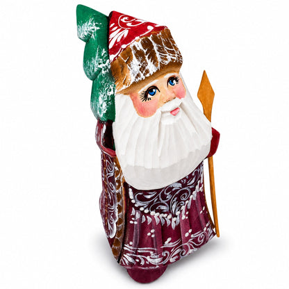 Hand Carved Wooden Santa Figurine 4.75 Inches