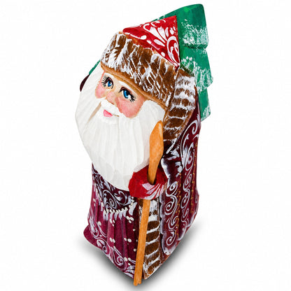 Hand Carved Wooden Santa Figurine 4.75 Inches