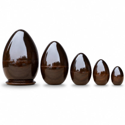 Set of 5 Orthodox Icons Egg Shape Wooden Nesting Dolls 6.5 Inches