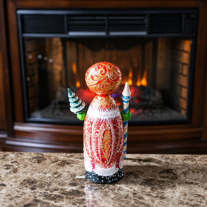 Hand Carved Solid Wood Santa Did Moroz Nesting Dolls 9.5 Inches