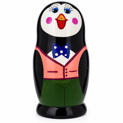 Set of 5 Happy Penguins Nesting Figurines