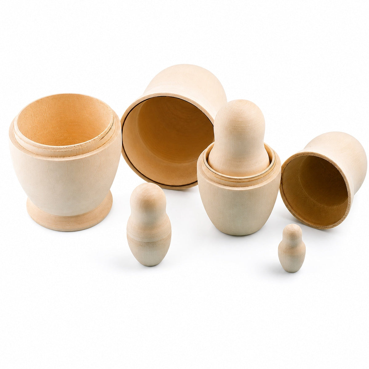 Set of 5 Unfinished Wooden Nesting Dolls DIY Craft Blanks for Painting  5.75 Inches