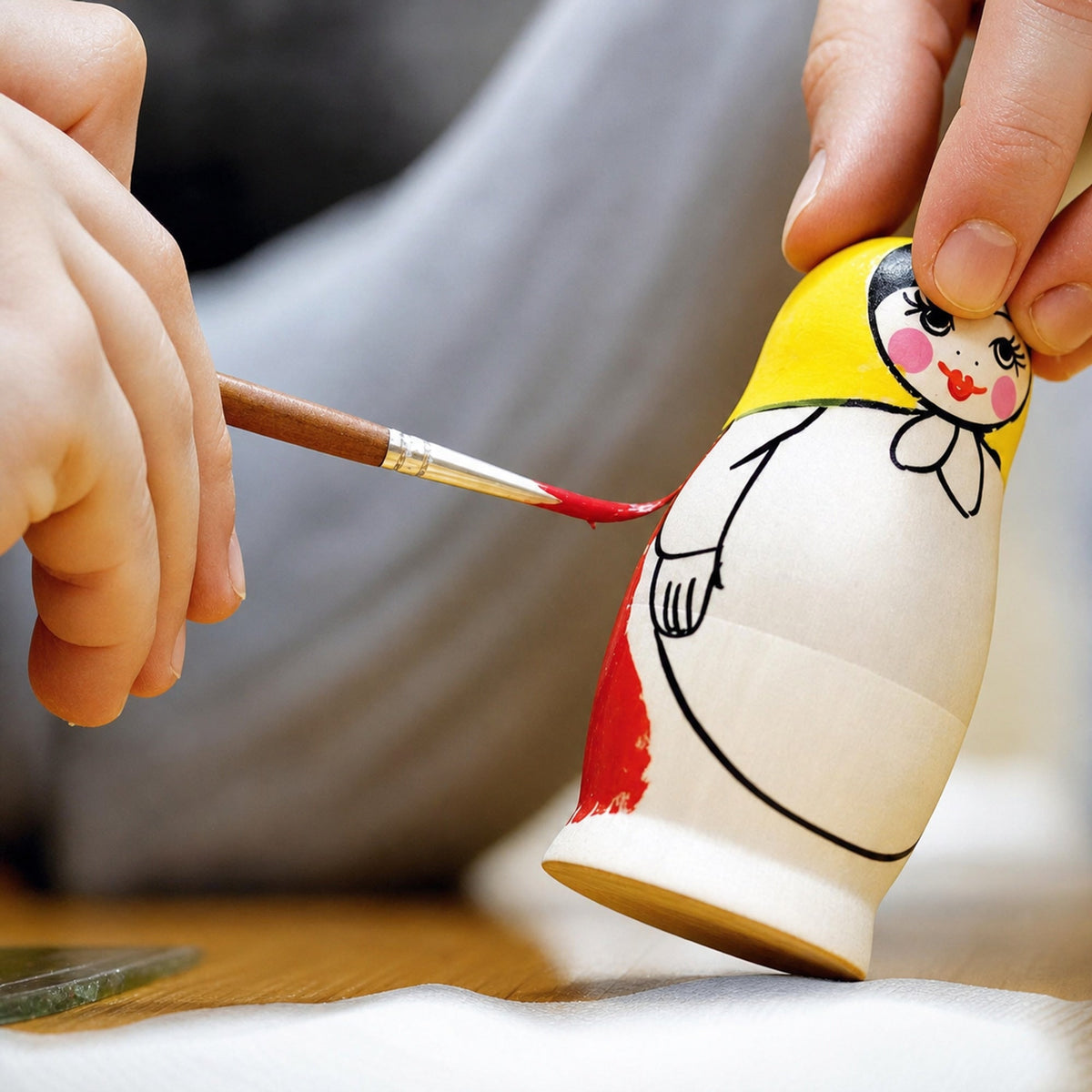 Set of 5 Unfinished Wooden Nesting Dolls with Paints DIY Craft Blanks for Painting  5.75 Inches
