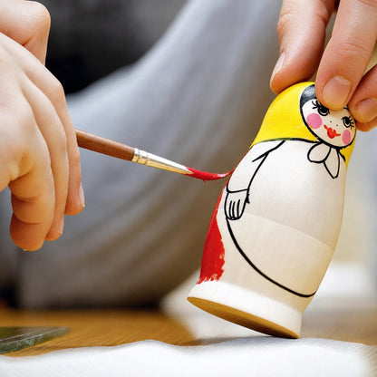 Set of 5 Unfinished Wooden Nesting Dolls with Paints DIY Craft Blanks for Painting  5.75 Inches