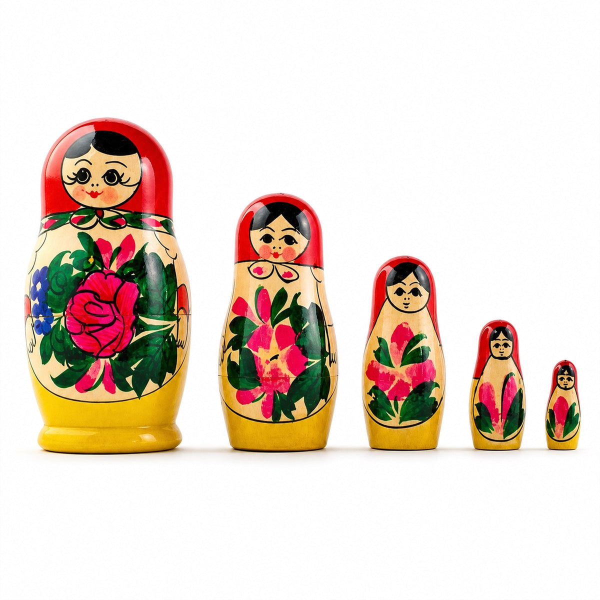 Set of 5 Unfinished Wooden Nesting Dolls with Paints DIY Craft Blanks for Painting  5.75 Inches