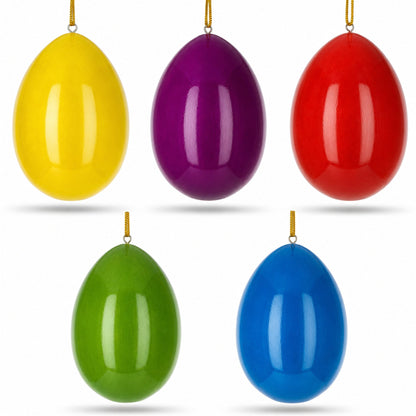 Set of 5 Wooden Egg Shaped Matryoshka Nesting Doll Ornaments