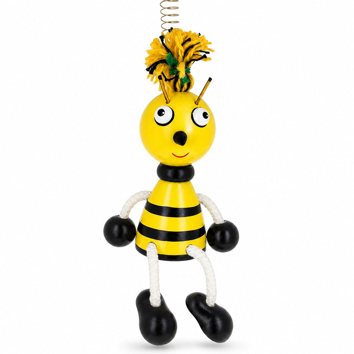 Bee Wooden Doll on a Spring 6 Inches