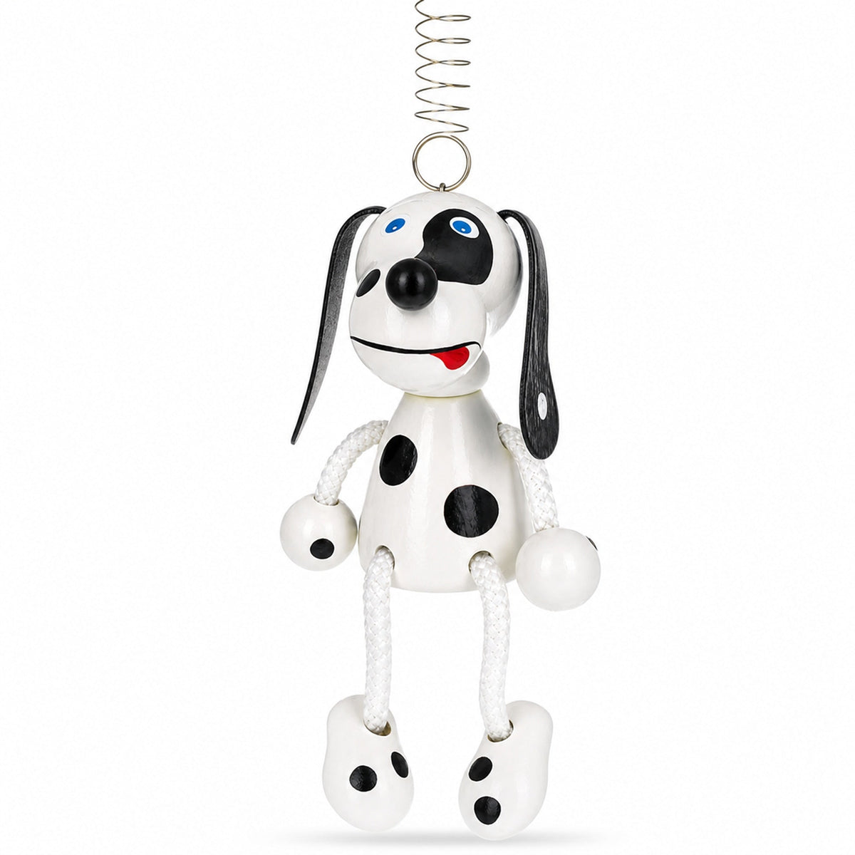 Dalmatian Dog Wooden Doll on a Spring 5.7 Inches