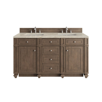 James Martin Bristol 60" Double Bathroom Vanity, Whitewashed Walnut
