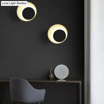 DecorBites™ Macaron LED Circle Sconce Light in Black/Grey/Pink - Wall Mount Fixture (10"/13" Dia)