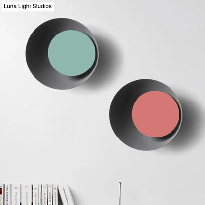 DecorBites™ Macaron LED Circle Sconce Light in Black/Grey/Pink - Wall Mount Fixture (10"/13" Dia)