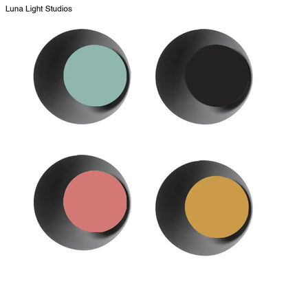 DecorBites™ Macaron LED Circle Sconce Light in Black/Grey/Pink - Wall Mount Fixture (10"/13" Dia)