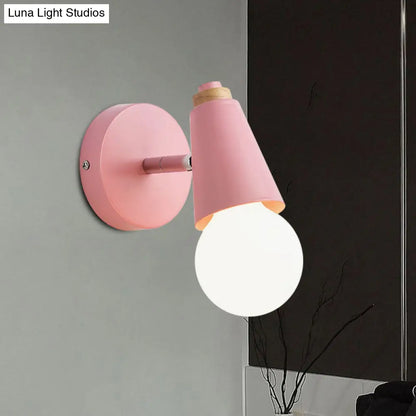 DecorBites™ Macaron Loft Sweet Cone Wall Light - Metal/Wood Backplate - Rotatable - Single Light - Blue/Green/Pink - Corridor