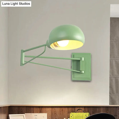 DecorBites™ Macaron Loft Wall Sconce: Extendable, Metal Lamp for Bedroom with Bowl Shade