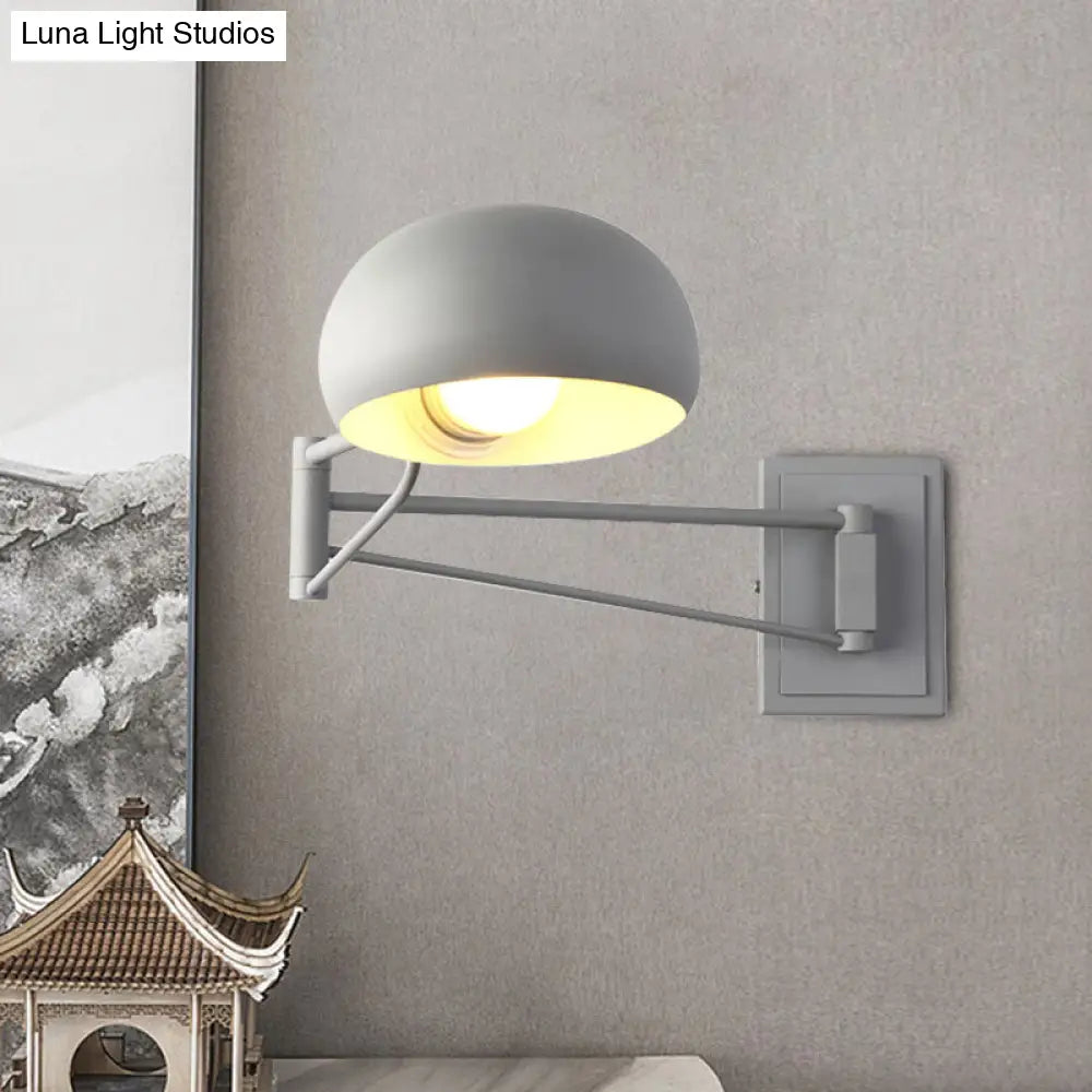 DecorBites™ Macaron Loft Wall Sconce: Extendable, Metal Lamp for Bedroom with Bowl Shade