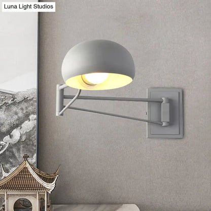 DecorBites™ Macaron Loft Wall Sconce: Extendable, Metal Lamp for Bedroom with Bowl Shade