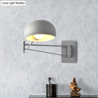 DecorBites™ Macaron Loft Wall Sconce: Extendable, Metal Lamp for Bedroom with Bowl Shade