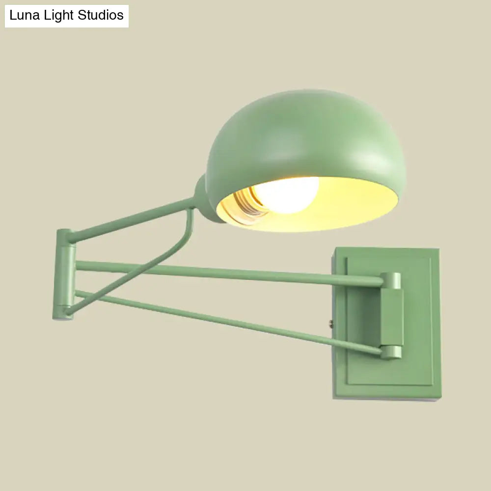 DecorBites™ Macaron Loft Wall Sconce: Extendable, Metal Lamp for Bedroom with Bowl Shade