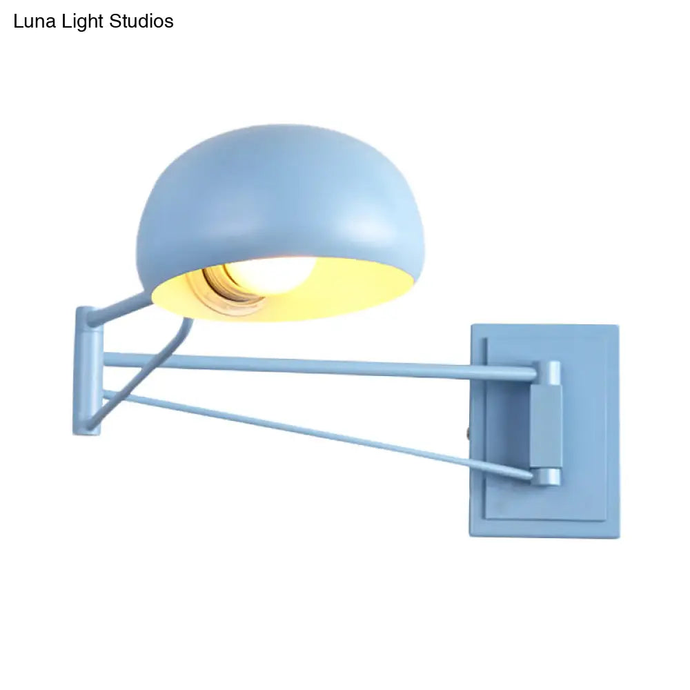 DecorBites™ Macaron Loft Wall Sconce: Extendable, Metal Lamp for Bedroom with Bowl Shade