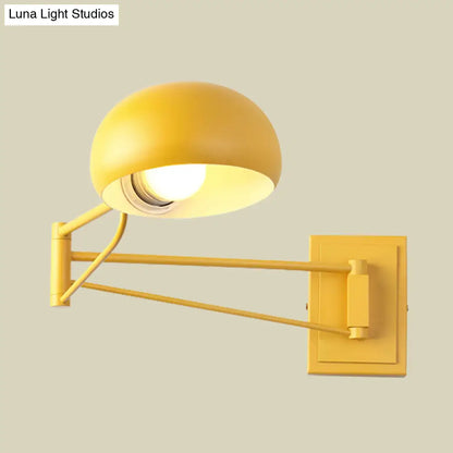 DecorBites™ Macaron Loft Wall Sconce: Extendable, Metal Lamp for Bedroom with Bowl Shade