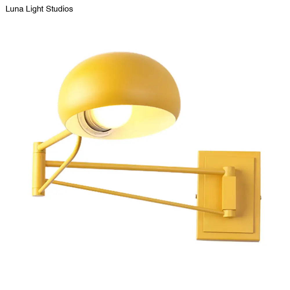 DecorBites™ Macaron Loft Wall Sconce: Extendable, Metal Lamp for Bedroom with Bowl Shade