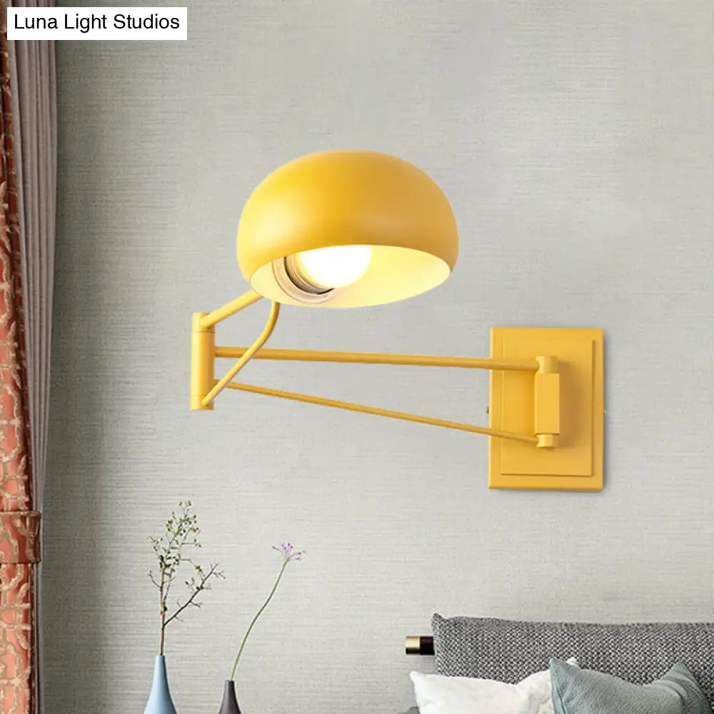 DecorBites™ Macaron Loft Wall Sconce: Extendable, Metal Lamp for Bedroom with Bowl Shade