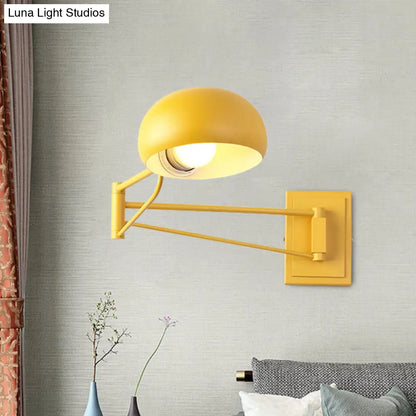 DecorBites™ Macaron Loft Wall Sconce: Extendable, Metal Lamp for Bedroom with Bowl Shade