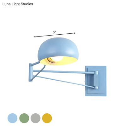 DecorBites™ Macaron Loft Wall Sconce: Extendable, Metal Lamp for Bedroom with Bowl Shade