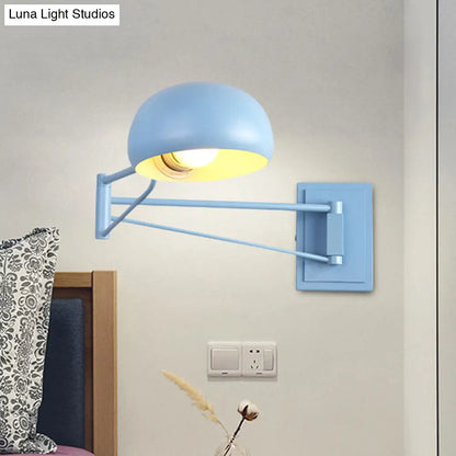 DecorBites™ Macaron Loft Wall Sconce: Extendable, Metal Lamp for Bedroom with Bowl Shade