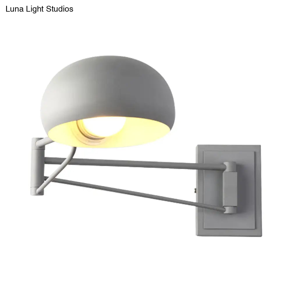 DecorBites™ Macaron Loft Wall Sconce: Extendable, Metal Lamp for Bedroom with Bowl Shade
