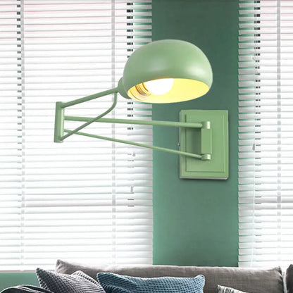 DecorBites™ Macaron Loft Wall Sconce: Extendable, Metal Lamp for Bedroom with Bowl Shade