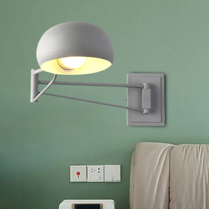 DecorBites™ Macaron Loft Wall Sconce: Extendable, Metal Lamp for Bedroom with Bowl Shade