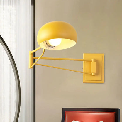 DecorBites™ Macaron Loft Wall Sconce: Extendable, Metal Lamp for Bedroom with Bowl Shade