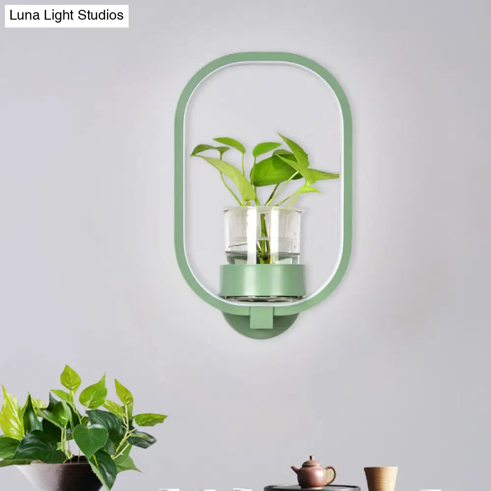 DecorBites™ Macaron Metal LED Wall Sconce with Plant Pot for Bedroom - Grey/Yellow/Blue