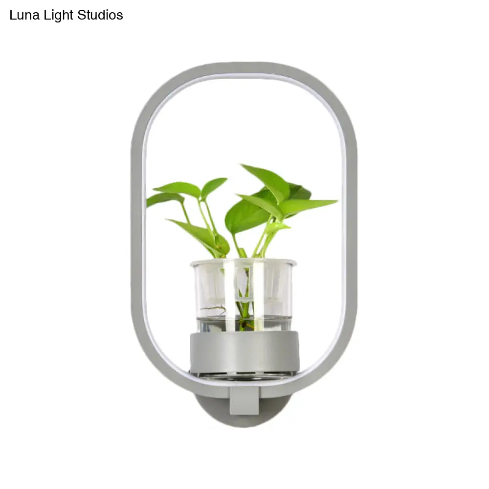 DecorBites™ Macaron Metal LED Wall Sconce with Plant Pot for Bedroom - Grey/Yellow/Blue