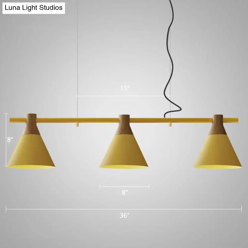 DecorBites™ Macaron Metal Restaurant Pendant Light with 3 Conical Bulbs