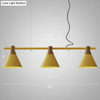 DecorBites™ Macaron Metal Restaurant Pendant Light with 3 Conical Bulbs