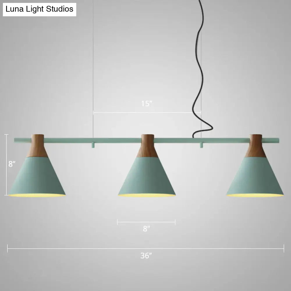 DecorBites™ Macaron Metal Restaurant Pendant Light with 3 Conical Bulbs