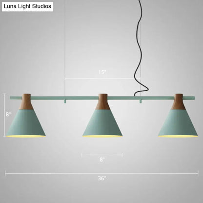 DecorBites™ Macaron Metal Restaurant Pendant Light with 3 Conical Bulbs