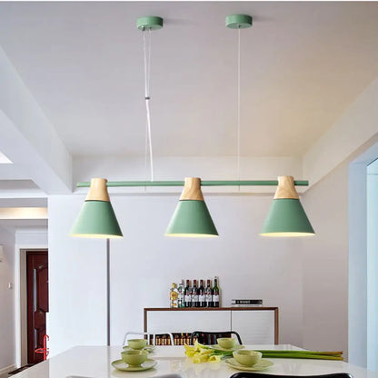 DecorBites™ Macaron Metal Restaurant Pendant Light with 3 Conical Bulbs