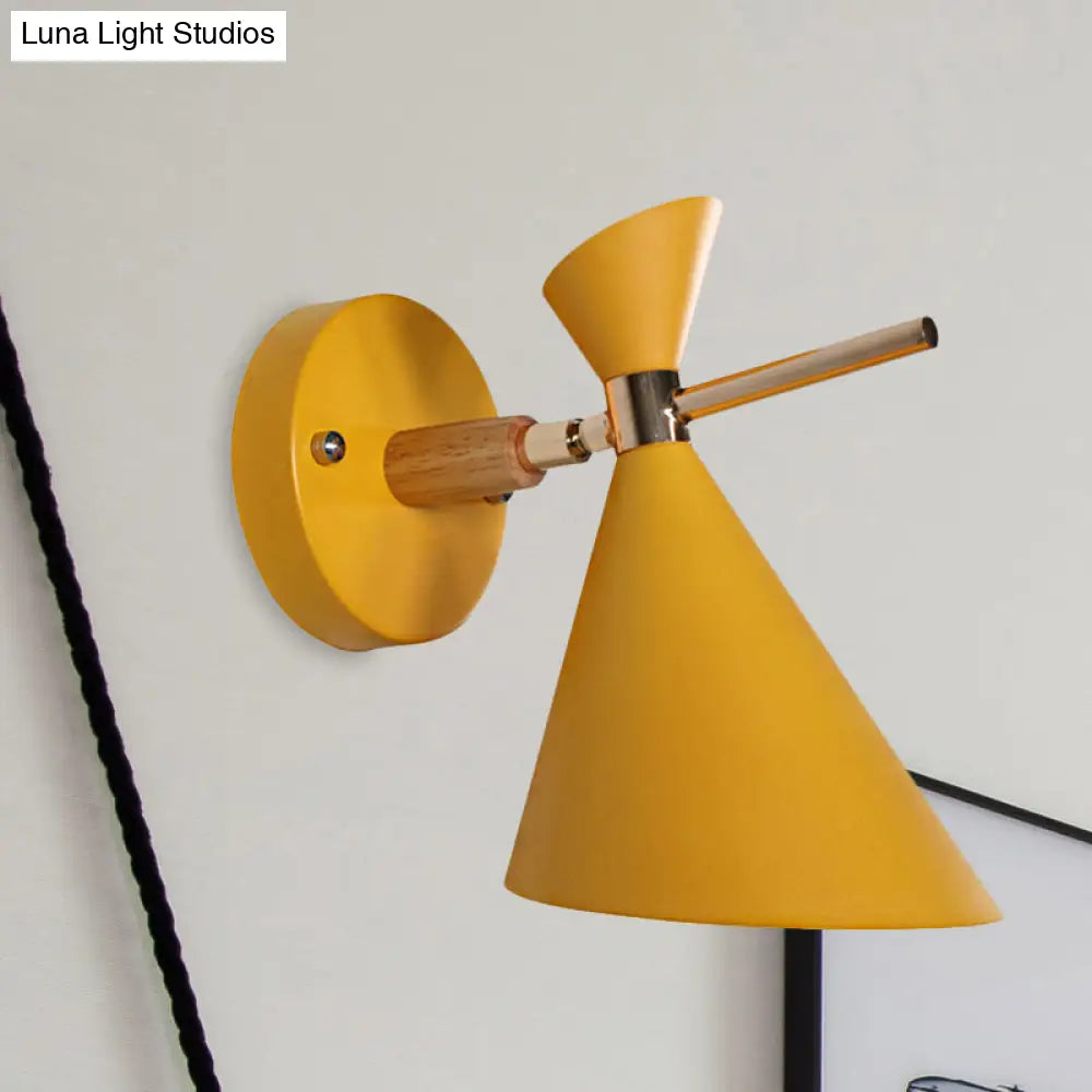 DecorBites™ Macaron Metal Wall Sconce - Angle Shade, 1 Light - Black/White/Pink/Yellow/Green - Bedroom