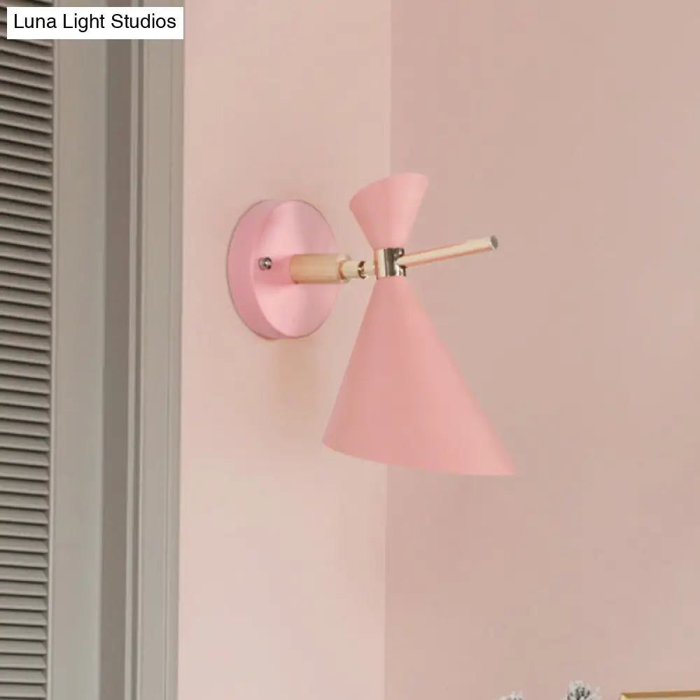 DecorBites™ Macaron Metal Wall Sconce - Angle Shade, 1 Light - Black/White/Pink/Yellow/Green - Bedroom