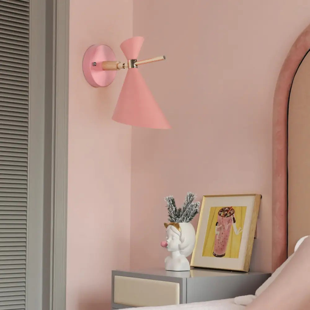 DecorBites™ Macaron Metal Wall Sconce - Angle Shade, 1 Light - Black/White/Pink/Yellow/Green - Bedroom