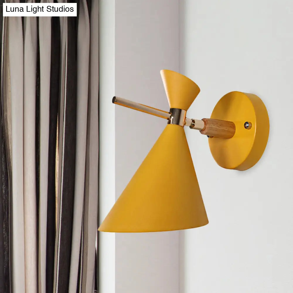 DecorBites™ Macaron Metal Wall Sconce - Angle Shade, 1 Light - Black/White/Pink/Yellow/Green - Bedroom