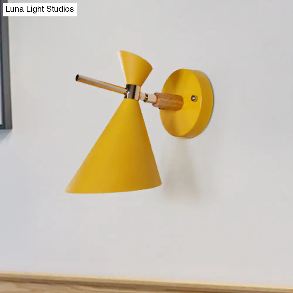 DecorBites™ Macaron Metal Wall Sconce - Angle Shade, 1 Light - Black/White/Pink/Yellow/Green - Bedroom