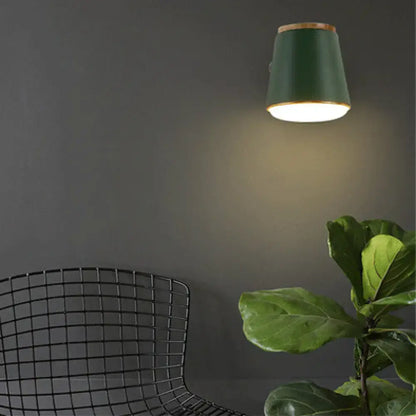 Macaron pink & gold fabric wall lamp – bedroom cylindrical sconce