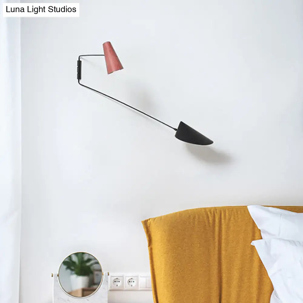 DecorBites™ Macaron Wall Sconce: Cone and Duckbill Design | 1-Light Living Room Mount Light with Black Rod