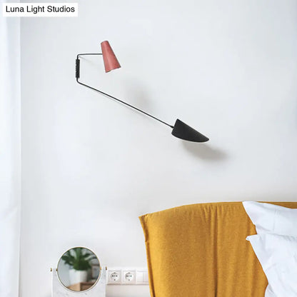 DecorBites™ Macaron Wall Sconce: Cone and Duckbill Design | 1-Light Living Room Mount Light with Black Rod