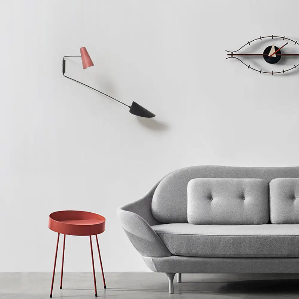 DecorBites™ Macaron Wall Sconce: Cone and Duckbill Design | 1-Light Living Room Mount Light with Black Rod