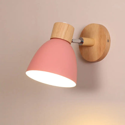 DecorBites™ Macaron Wood Wall Mounted Lamp with Dome Aluminum Shade - Corridor Wall Light Fixture